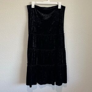 VTG Suzie in the City Womens Small Tiered Black Velour Skirt‎ Whimisgoth Grunge